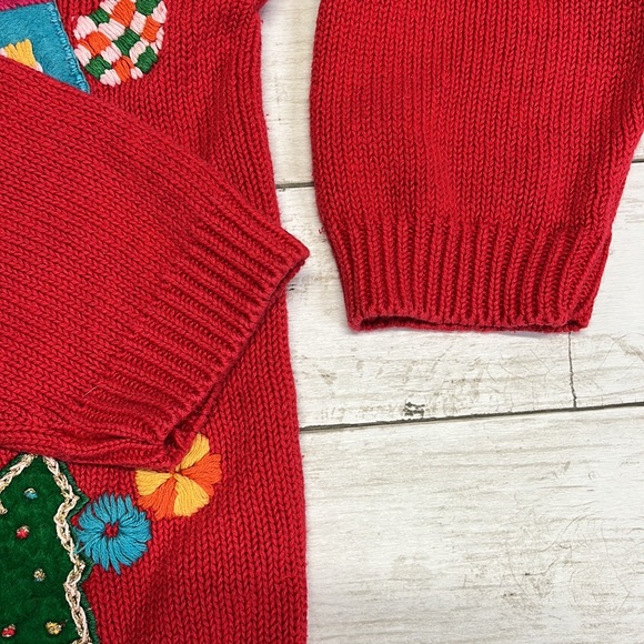 Vintage Beldoch Popper knit ugly Christmas sweater cardigan, large - Picture 5 of 7